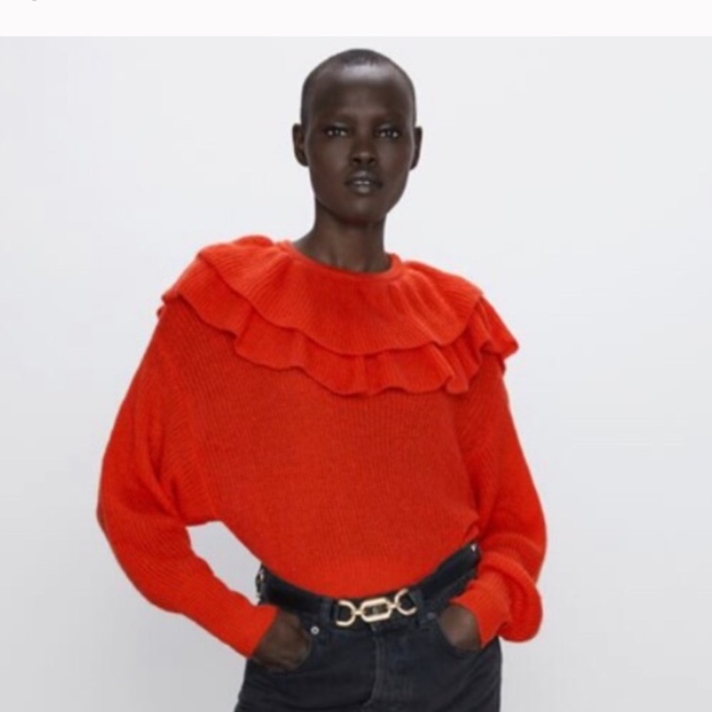 Red/orange ruffle sweater